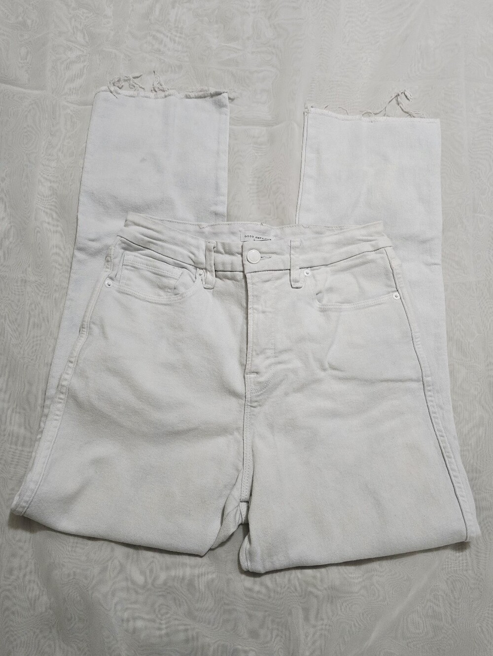 Good American Good Classic Straight Leg Jeans White High Rise Denim